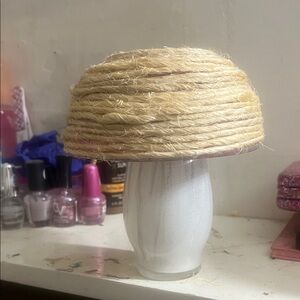 Rustic Twine Wrapped mushroom lights set of two